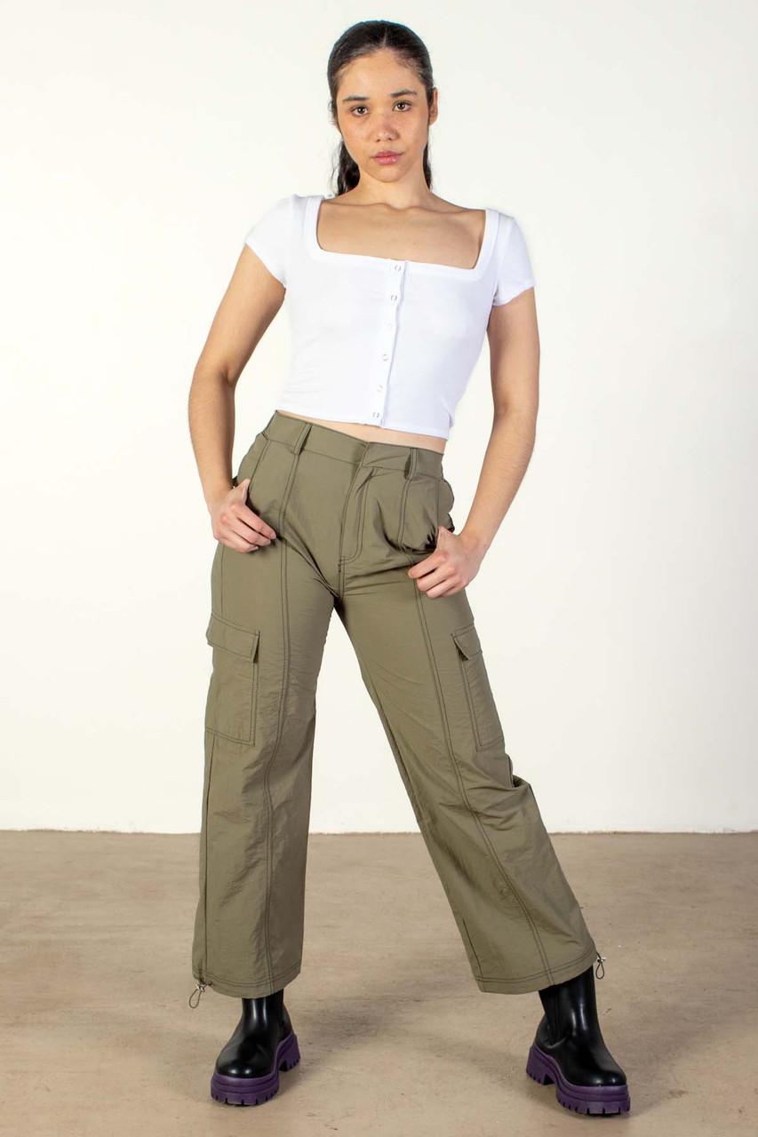 YWDJ Cargo Pants Fashion Women Plus Size Drawstring Casual Solid Elastic  Waist Pocket Loose Pants Army Green XL - Walmart.com